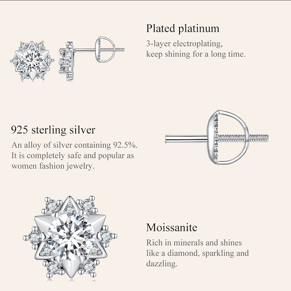 Snowflake Moissanite Earing