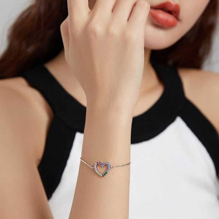 Rainbow Heart Bracelet