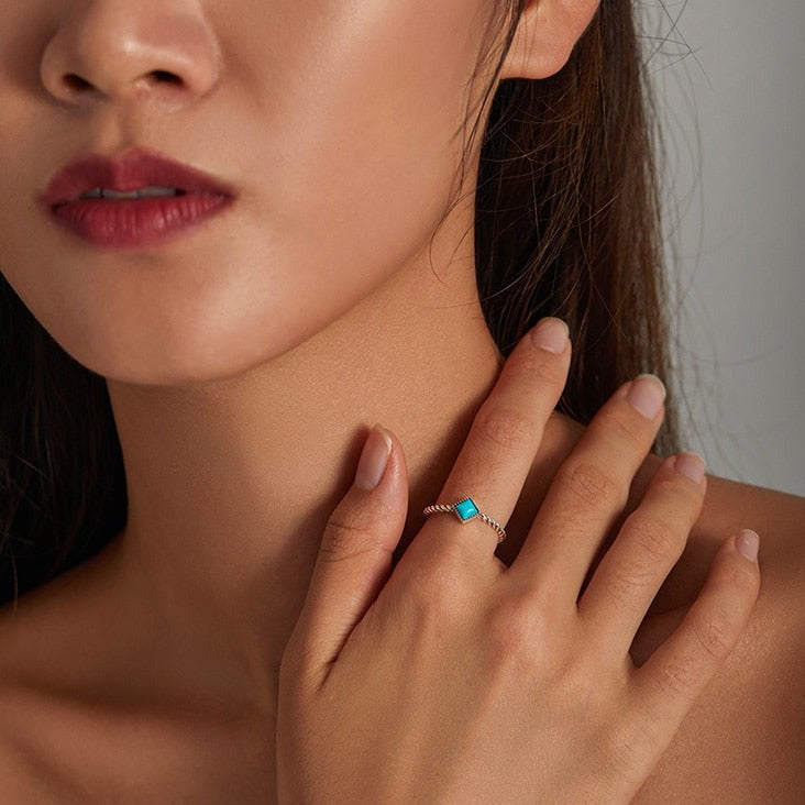 Turquoise Geometric Ring